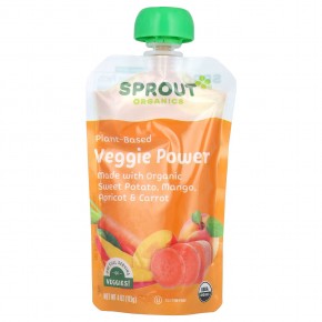 Sprout Organics, Veggie Power, от 12 месяцев, батат, манго, абрикос и морковь, 113 г (4 унции) в Москве - eco-herb.ru | фото