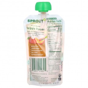 Sprout Organics, Veggie Power, от 12 месяцев, батат, манго, абрикос и морковь, 113 г (4 унции) в Москве - eco-herb.ru | фото