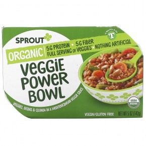 Sprout Organic, Veggie Power Bowl, от 12 месяцев и старше, овощи, фасоль и киноа в средиземноморском вегетарианском соусе, 142 г (5 унций) в Москве - eco-herb.ru | фото