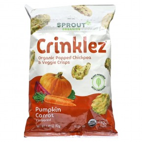 Sprout Organics, Crinklez, снек из нута и овощей, для малышей от 12 месяцев, тыква и морковь, 42 г (1,48 унции) - описание