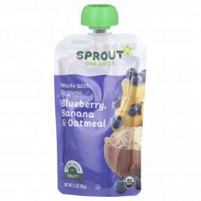 Sprout Organics, детское питание от 6 месяцев и старше, голубика, банан и овсянка, 99 г (3,5 унции) в Москве - eco-herb.ru | фото