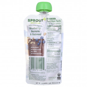 Sprout Organics, детское питание от 6 месяцев и старше, голубика, банан и овсянка, 99 г (3,5 унции) в Москве - eco-herb.ru | фото