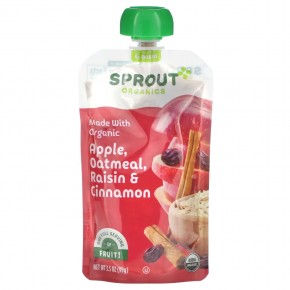 Sprout Organics, Детское питание, от 6 месяцев, яблочно-овсяный изюм с корицей, 99 г (3,5 унции) - описание