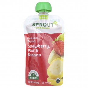 Sprout Organics, детское питание от 6 месяцев, клубника, груша и банан, 99 г (3,5 унции) - описание | фото