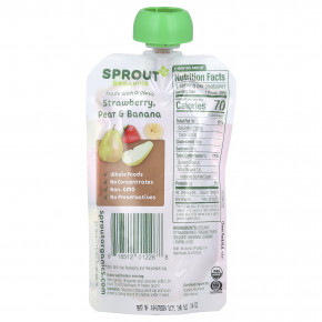 Sprout Organics, детское питание от 6 месяцев, клубника, груша и банан, 99 г (3,5 унции) в Москве - eco-herb.ru | фото