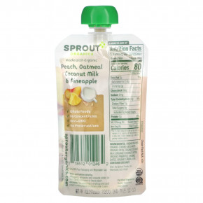 Sprout Organics, Детское питание, от 6 месяцев, персик, овсянка, кокосовое молоко и ананас, 99 г (3,5 унции) (Товар снят с продажи) в Москве - eco-herb.ru | изображение Sprout Organics, Детское питание, от 6 месяцев, персик, овсянка, кокосовое молоко и ананас, 99 г (3,5 унции) (Товар снят с продажи) в Москве - eco-herb.ru | фото