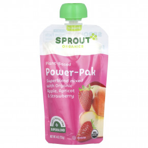 Sprout Organics, Power Pak, от 12 месяцев и старше, яблоко, абрикос и клубника, 113 г (4 унции) в Москве - eco-herb.ru | фото