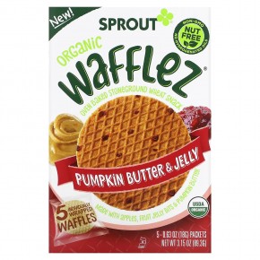 Sprout Organics, Wafflez, тыквенное масло и желе, 5 пакетиков, 18 г (0,63 унции) - описание