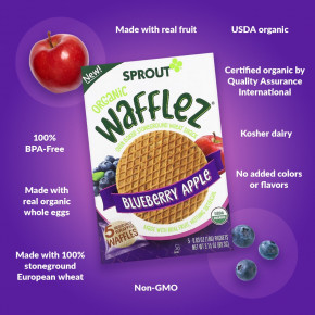 Sprout Organics, Wafflez, вафли с голубикой и яблоком, 5 пакетиков по 18 г (0,63 унции) в Москве - eco-herb.ru | фото