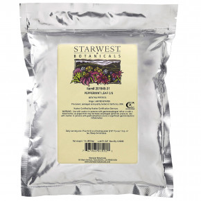 Starwest Botanicals, Листья перечной мяты, разрезать и просеять, 453,6 г (1 фунт) в Москве - eco-herb.ru | фото