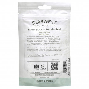 Starwest Botanicals, Органические красные бутоны и лепестки роз, 13,9 г (0,49 унции) в Москве - eco-herb.ru | фото