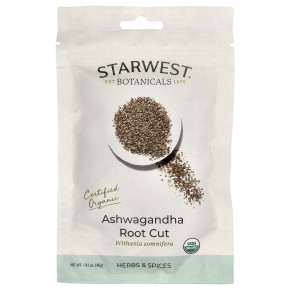 Starwest Botanicals, Органический нарезанный корень ашваганды, 40 г (1,41 унции) (Товар снят с продажи) в Москве - eco-herb.ru | изображение Starwest Botanicals, Органический нарезанный корень ашваганды, 40 г (1,41 унции) (Товар снят с продажи) в Москве - eco-herb.ru | фото