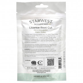 Starwest Botanicals, Сертифицированный органический корень солодки, 45 г (1,59 унции) в Москве - eco-herb.ru | фото