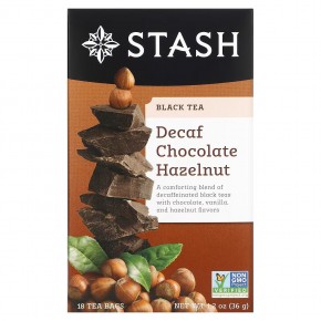 Stash Tea, Black Tea, шоколад без кофеина с фундуком, 18 чайных пакетиков, 36 г (1,2 унции) - описание
