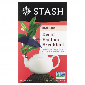 Stash Tea, Черный чай, без кофеина, английский завтрак, 18 чайных пакетиков, 36 г (1,2 унции) в Москве - eco-herb.ru | фото