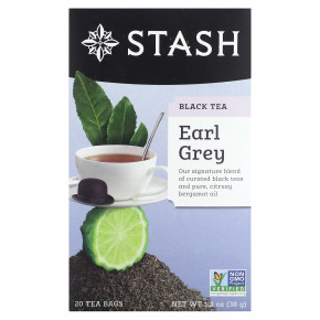 Stash Tea, Черный чай, Earl Grey, 20 чайных пакетиков, 38 г (1,3 унции) - описание