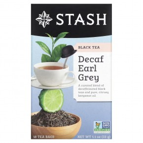 Stash Tea, черный чай, с бергамотом, без кофеина, 18 чайных пакетиков, 33 г (1,1 унции) - описание