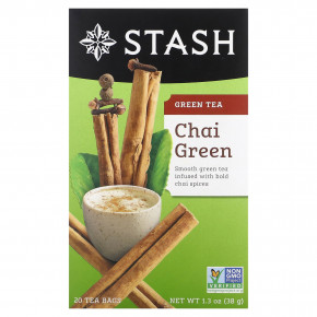 Stash Tea, Green Tea, Chai Green, 20 чайных пакетиков, 38 г (1,3 унции) - описание | фото