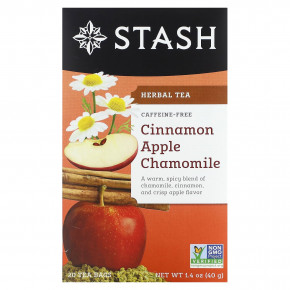 Stash Tea, Herbal Tea, корица, яблоко и ромашка, без кофеина, 20 чайных пакетиков, 40 г (1,4 унции) в Москве - eco-herb.ru | фото