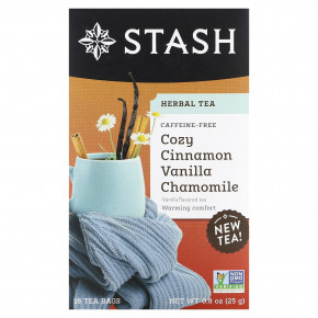 Stash Tea, Herbal Tea, корица, ваниль и ромашка, без кофеина, 18 чайных пакетиков, 25 г (0,8 унции) - описание