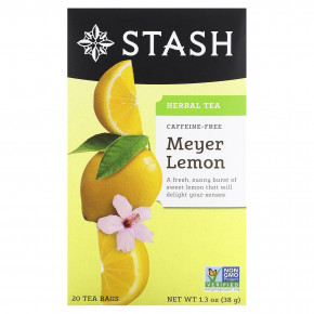 Stash Tea, Herbal Tea, лимон Мейера, без кофеина, 20 чайных пакетиков, 38 г (1,3 унции) - описание