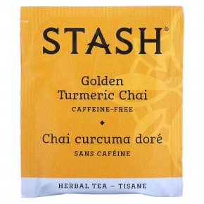 Stash Tea, Herbal Tea, золотой чай с куркумой, без кофеина, 18 чайных пакетиков, 36 г (1,2 унции) в Москве - eco-herb.ru | фото