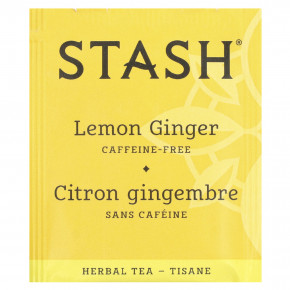 Stash Tea, травяной чай, лимон и имбирь, без кофеина, 20 чайных пакетиков, 34 г (1,1 унции) в Москве - eco-herb.ru | фото