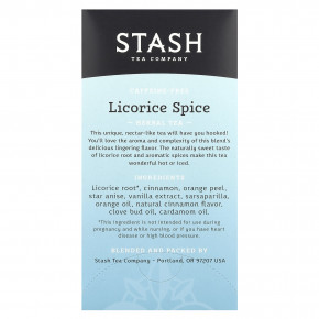 Stash Tea, травяной чай, солодка, без кофеина, 20 чайных пакетиков, 36 г (1,2 унции) в Москве - eco-herb.ru | фото