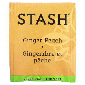 Stash Tea, Зеленый чай и матча, имбирь и персик, 18 чайных пакетиков, 36 г (1,2 унции) в Москве - eco-herb.ru | фото