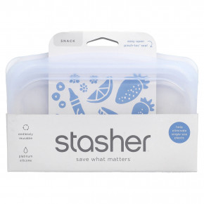 Stasher, многоразовый силиконовый контейнер для пищевых продуктов, для снеков, прозрачный, 355 мл (12 жидк. унций) - описание | фото