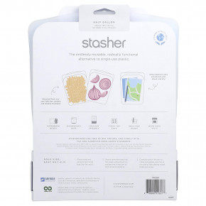 Stasher, многоразовый силиконовый пакет для пищевых продуктов, 0,5 галлона, прозрачный, 1,89 л (64 жидк. унции) в Москве - eco-herb.ru | фото