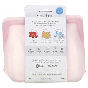 Stasher, Stand-Up Mid, розовый, 1650 мл (56 жидк. унций) в Москве - eco-herb.ru | фото