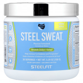 SteelFit, Steel Sweat ™, катализатор метаболизма и энергии, со вкусом зеленого яблока, 150 г (5,29 унции) - описание | фото