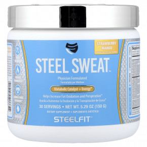SteelFit, Steel Sweat™, катализатор метаболизма и энергия, со вкусом клубники и манго, 150 г (5,29 унции) - описание | фото