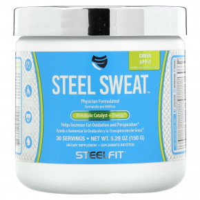 SteelFit, Steel Sweat, зеленое яблоко, 150 г (5,29 унции) - описание | фото