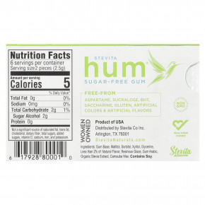 Stevita Naturals, Hum®, жевательная резинка без сахара, мята, 12 шт. в Москве - eco-herb.ru | фото