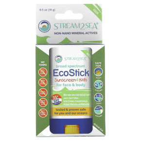 Stream2Sea, EcoStick Sunscreen 4 Kids, SPF 35+, без отдушек, 16 г (0,5 унции) в Москве - eco-herb.ru | фото