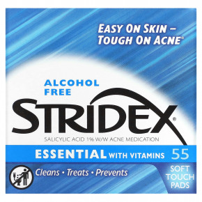 Stridex, Single-Step Acne Control, не содержащие спирта , 55 мягких салфеток, 4.21 в каждой - описание | фото