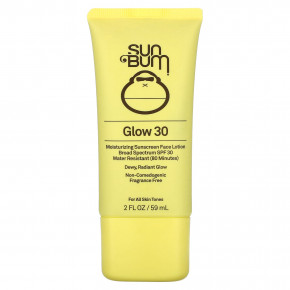 Sun Bum, Glow 30, увлажняющий солнцезащитный лосьон для лица, SPF 30, без отдушек, 59 мл (2 жидк. унц.) в Москве - eco-herb.ru | фото