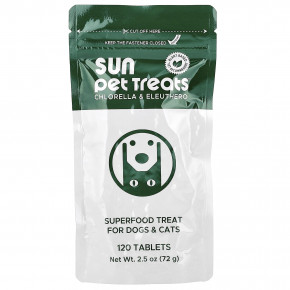 Sun Chlorella, Sun Pet Treats ™, хлорелла и элеутерококк, для собак и кошек, 120 таблеток в Москве - eco-herb.ru | фото