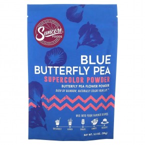 Suncore Foods, Blue Butterfly PEA, суперцветная пудра, 99 г (3,5 унции) - описание