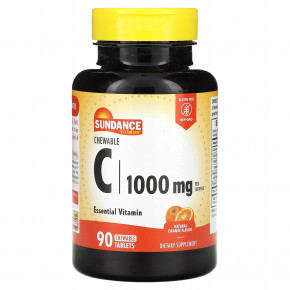 Sundance Vitamins, Chewable C, натуральный апельсин, 90 жевательных таблеток (500 мг в 1 таблетке) - описание | фото