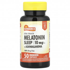 Sundance Vitamins, мелатонин для сна с ашвагандой, 50 капсул с быстрым высвобождением - описание | фото