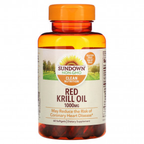 Sundown Naturals, Масло красного криля, 1000 мг, 60 мягких таблеток (Товар снят с продажи) в Москве - eco-herb.ru | фото