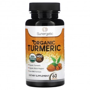 Sunergetic, Organic Turmeric, 1400 mg, 60 Tablets в Москве - eco-herb.ru | фото