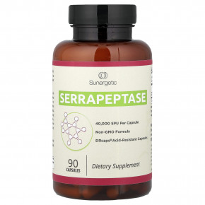 Sunergetic, серрапептаза, 90 капсул (18 мг в 1 капсуле) (Товар снят с продажи) в Москве - eco-herb.ru | фото