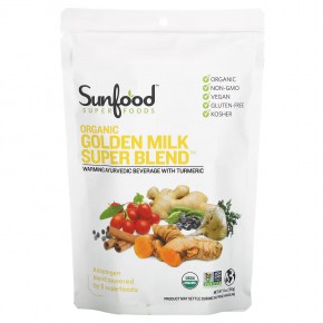 Sunfood, Органическая порошковая смесь Golden Milk Super Blend, 6 унций (168 г) в Москве - eco-herb.ru | фото