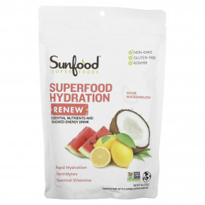 Sunfood, Superfood Hydration Renew, суперфуд, Hydration Renew, кислый арбуз, 227 г (8 унций) в Москве - eco-herb.ru | фото