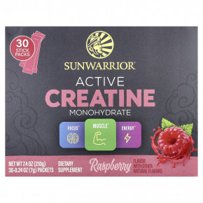 Sunwarrior, активный моногидрат креатина, малина, 30 пакетиков по 7 г (0,24 унции) в Москве - eco-herb.ru | изображение Sunwarrior, активный моногидрат креатина, малина, 30 пакетиков по 7 г (0,24 унции) в Москве - eco-herb.ru | фото
