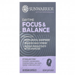 Sunwarrior, Daytime Focus & Balance, 60 веганских капсул - описание | фото